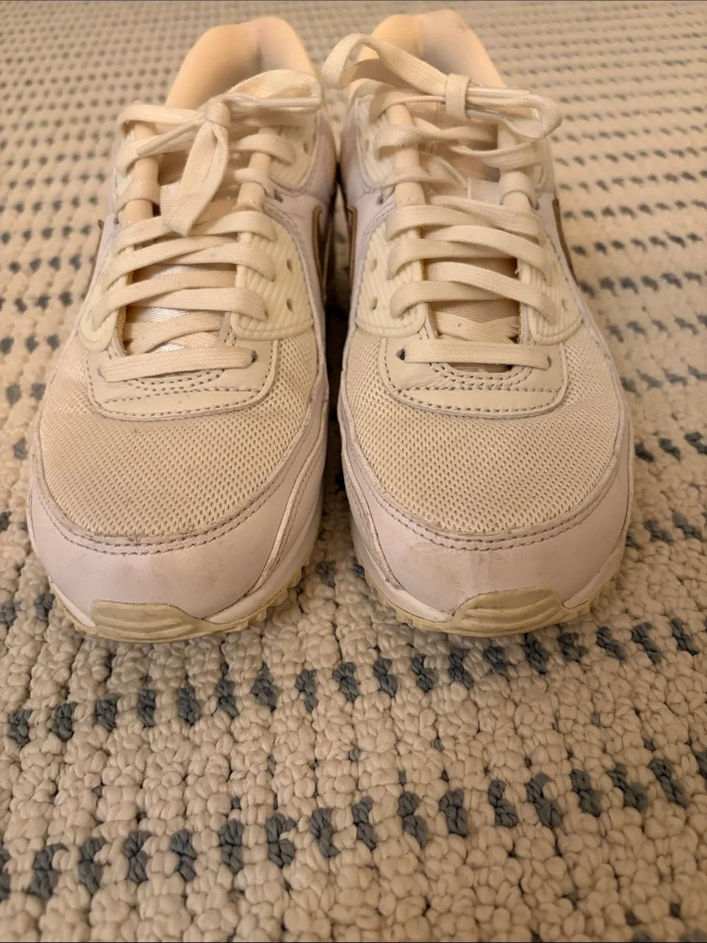 Nike Women’s Cream Sneakers with Gold Swoosh